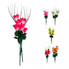 Ramo Rosas Artificial Pack X10 Varas 20 Flores Eventos Deco