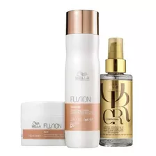 Kit Wella Fusion Shamp 250ml, Masc 150ml E Óleo Oil 100ml