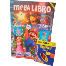 Libro Mario Bross Peach Para Colorear Incluye 12 Lapices 