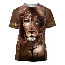 Camiseta Estampada En 3d De Cristo Jesús De León Y Dios Reli