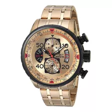 Reloj Para Hombre 17205 Aviator Dorado Con Baño De Iones