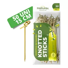 50 Uni - Espeto Bambu Knotted Stick Nozinho 15cm Hambúrguer