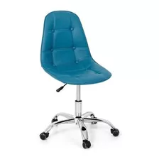 Cadeira De Escritório Império Brazil Business Office Eiffel Botonê Base Giratória Azul-turquesa Com Estofado De Couro Sintético