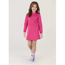 Vestido Com Brilho Molecotton Infantil Menina Rosa Brandili