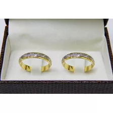 Par De Alianças Em Ouro 18k Com Ouro Branco Trabalhada Bodas