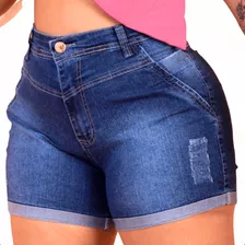 Short Jens Plus Size Cintura Alta Meia Coxa