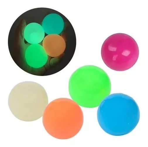 Pack X6 Sticky Ball Pelotas Pegajosas Apretables Luminosas