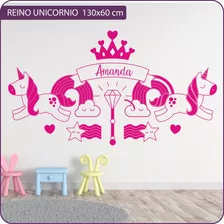 Vinilo Decorativo Infantil Nena Reino Unicornio Con Nombre