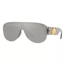 Lentes De Sol Versace Ve4391 3116g Gris Traslúcido Espejeado Lente Plateado Diseño Mirror