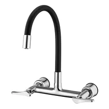 Torneira De Cozinha Duplo Comando Lorenzetti Loren Flex 1258 Preto E Cromo