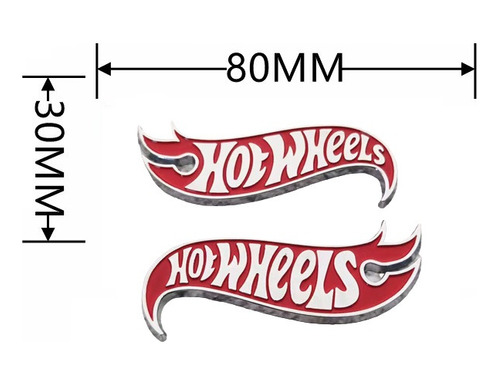 2 Emblemas 3d Hot Wheels Rojo Autoadherible Metal Foto 2