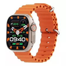 Relógio Smartwatch Ultra W69+ Plus 49m Nfc Super Amoled Gps Cor Da Caixa Prateado Cor Da Pulseira Laranja Cor Do Bisel Prata Desenho Da Pulseira Mesh