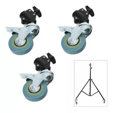 Kit Rodízios 3 Rodas Nicefoto B-22 Stand Wheels Para Tripés