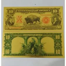 10 Dólares E.u.a. Bufalo Estampa Metálica Coleções