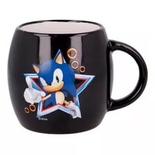 Taza Tazon Ceramica Sonic Con Caja 360ml Color Negro