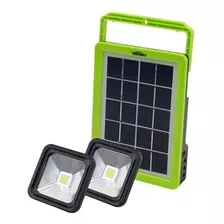 Kit Solar 2 Focos 2w Linterna Recargable Cargador Usb 8hs