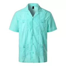 Camisa Fourguayabera Para Hombre, Camisas De Campamento Cuba