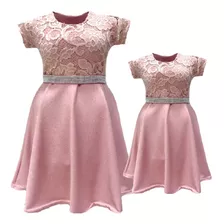 Vestido Tal Mãe Tal Filha Rodado Peito Em Renda Faixa Strass