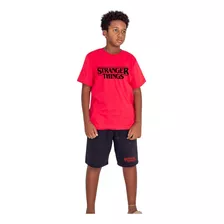 Kit Verão Camisa + Bermuda Moletom Stranger Things Infantil