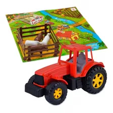 Kit Fazendinha Brinquedo Infantil Completa Trator + 4 Bois