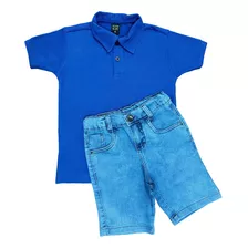 Kit Camisa Polo Infantil +bermuda Jeans 2 Ao 8 Oferta 2 Pçs