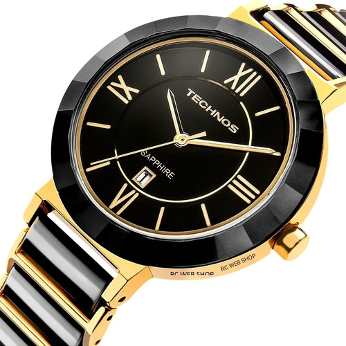 Relógio Feminino Cerâmica Safira Technos Elegance Dourado/p