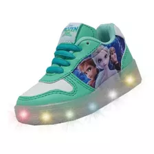 Tenis Infantil Luces Led Impacto 15/17.5 Frozen Menta Elsa