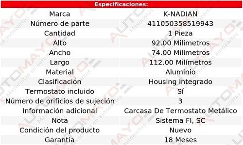 Toma Agua Termostato Aluminio K-nadian Slk230 L4 2.3l 97-04 Foto 3