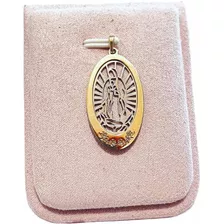 Medalla Virgen De Guadalupe Con Flores Oro 14k