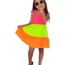 Vestido Neon Feminino Infantil Menina. /criança/verão/moda