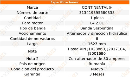 Banda 1623 Mm Acc 9000 L4 2.0l 86/89 Continental Alt, D/h Foto 5