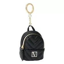 Monedero Llavero Mochila Victoria's Secret Negro Acolchado