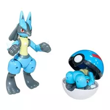 Pokebola De 7cm + Lucario Articulado 13cm B50l