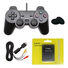 Kit Ps2 Com 1 Controle + Memory Card + Cabo Av Rca + Grips