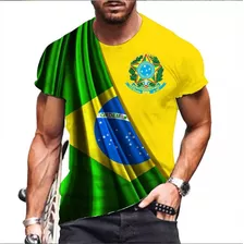 Camiseta Deportiva De Manga Corta Con La Bandera De Brasil E