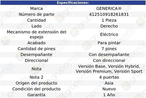 Espejo Derecho C/direcc 7 Pines Q50 15 Al 19 Foto 2