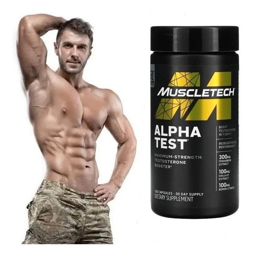 Alpha Test 120 Caps Muscletech Potenciador De Testosterona 