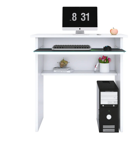 Mesa De Computador Com Suporte Para Teclado Cor Branca 75x60 Branco
