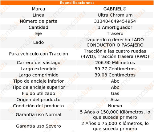 1- Amortiguador Trasero Izq/der Escalade Esv 02/06 Gabriel Foto 2