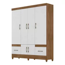 Guarda Roupa Casal 6 Portas 9120 Naturale Branco Moval Cor Nature Branco