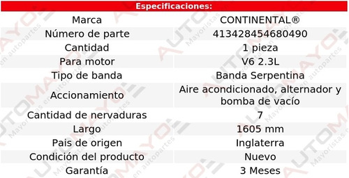 Banda Acc 1605 Mm A/a, Alt, B/vaco Millenia V6 2.3l 95-02 Foto 8