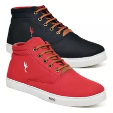 Sapatenis Tênis Masculino Bota Cano Alto Polo Bl Kit 2 Pares