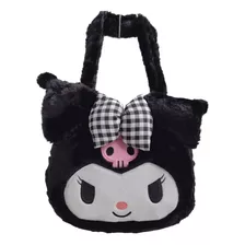 Bolso Al Hombro Peluche Kawaii Kuromii Dama Suave 3d Negro