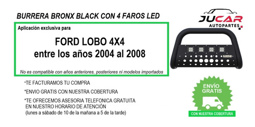 Burrera Bronx Black 4 Faros Ford Lobo 4x4 2004-2008 Foto 8