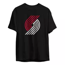 Remera Basket Nba Portland Trail Blazers Negra Logo Completo