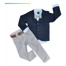 Roupa Social Blazer Camisa Calça Preta Infantil Menino