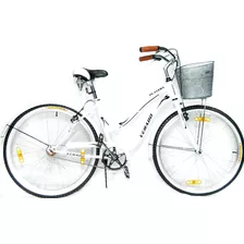 Bicicleta Dama Verado Playera Canasto Luz Guardabarro R 26 Color Blanco