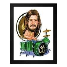 Quadro John Bonham Caricatura Tamanho 35x25 Com Vidro 