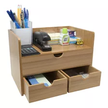 Sorbus 3tier Bamboo Shelf Organizer Para Escritorio Con Cajo