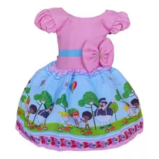 Vestido Temático Infantil Luxo Mundo Bita - Pronta Entrega